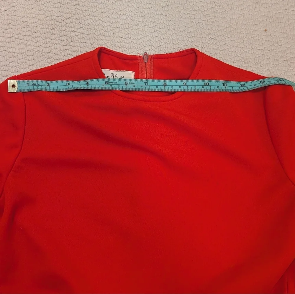 Vintage Miss Sun Valley Red Orange Asymmetrical Panel Dress – 1960s / 1970s - Picture 9 of 10